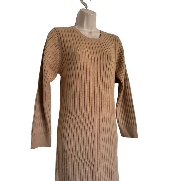 WAYF Dede & Emily BFF Collection Hollie Ribbed Knit Sweater Dress Camel Size L - Picture 7 of 15
